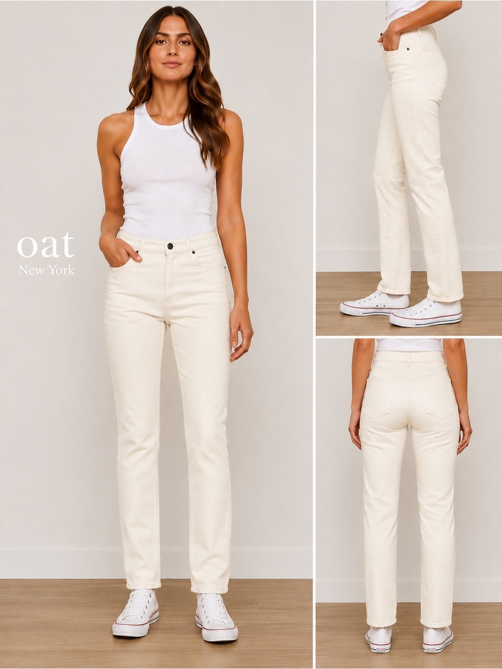 Oat New York Cream Skinny Straight Jeans Women’s Size 2/26 Cottagecore